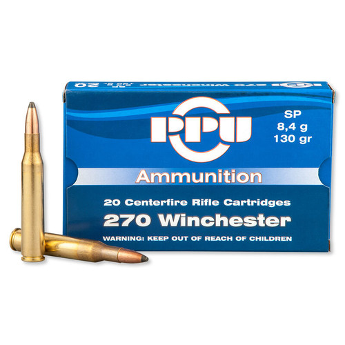 Prvi Partizan Ammunition - 270 Winchester - 130 Grain Soft Point - 20 Rounds - Brass Case