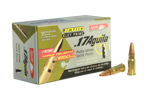 Aguila Ammunition - .17 Aguila - 20 Grain Solid Point - 50 Rounds - Brass Case