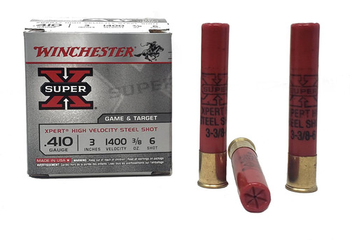 Winchester Super-X Ammunition - 410 Gauge - 3 " - 3/8 oz. - 6 Steel Shot - 25 Rounds