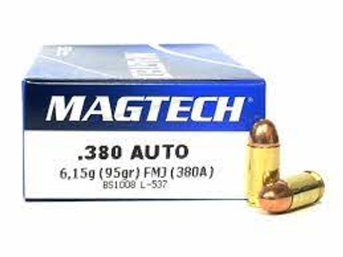 MagTech Ammunition - 380 Auto - 95 Grain Full Metal Jacket - 50 Rounds - Brass Case