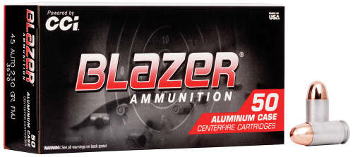 CCI Blazer Ammunition - 45 Auto - 230 Grain Full Metal Jacket - 50 Rounds - Aluminum Case