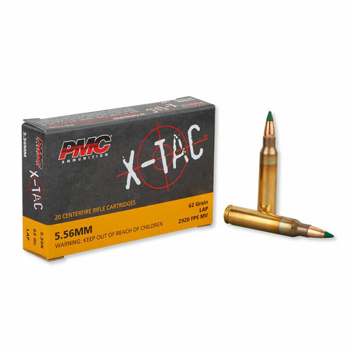 PMC X-TAC Ammunition - 5.56x45 MM - 62 Grain Full Metal Jacket LAP - 20 Rounds - Brass Case