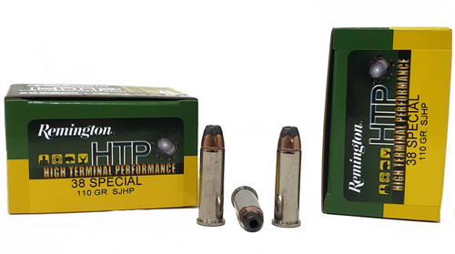 Remington HTP Ammunition - 38 Special - 110 Grain Semi Jacketed Hollow Point - 20 Rounds - Nickel Plated Brass Case