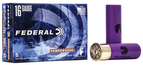 Federal Power-Shok Ammunition - 16 Gauge - 2 3/4" - 4/5 Oz. Rifled Hollow Point Slug - 5 Rounds