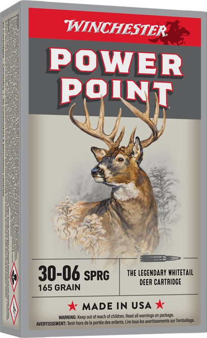 Winchester Super-X Ammunition - 30-06 Springfield - 165 Grain Power Point - 20 Rounds - Brass Case