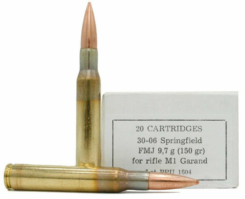 Prvi Partizan Ammunition -  30-06 Springfield M 1 Garand - 150 Grain Full Metal Jacket - 20 Rounds - Brass Case
