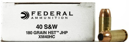 Federal Ammunition - 40 S&W - 180 Grain HST Jacketed Hollow Point - 50 Rounds - Brass Case