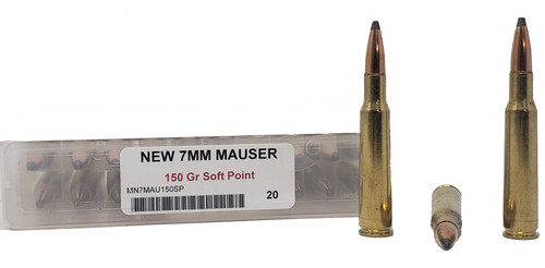 Miwall New Ammunition - 7x57 MM Mauser - 150 Grain Soft Point - 20 Rounds - Brass Case