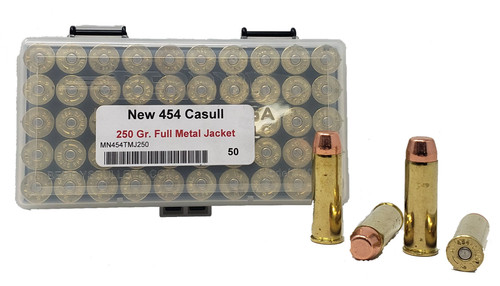 Miwall New Ammunition - 454 Casull - 250 Grain Full Metal Jacket - 50 Rounds - Brass Case