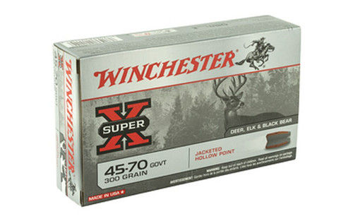 Winchester Super-X Ammunition - 45-70 GOVT - 300 Grain Jacketed Hollow Point - 20 Rounds - Brass Case