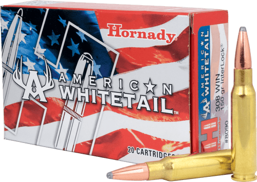 Hornady American Whitetail - 308 Winchester - 150 Grain Interlock Spire Point - 20 Rounds - Brass Case