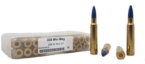 Miwall New Ammunition - 338 Winchester Magnum - 225 Grain XLC Lead Free - 20 Rounds - Brass Case