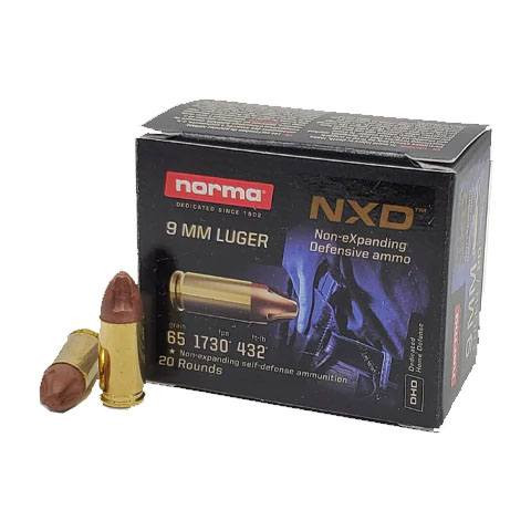 Norma Defensive Ammunition - 9 MM Luger - 65 Grain NDX - 20 Rounds - Brass Case