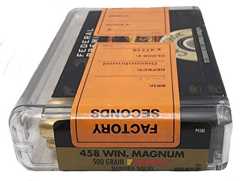 Federal Premium Ammunition - 458 Winchester Magnum - 500 Grain Barnes Banded Solid - 20 Rounds - Factory Seconds