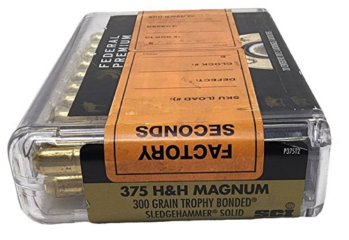 Federal Premium Ammunition - 375 H&H Magnum - 300 Grain Trophy Bonded Sledgehammer Solid - 20 Rounds - Factory Seconds