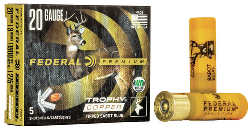 Federal Premium Ammunition - 20 Gauge - 3 " - 275 Grain Copper Sabot Slug - 5 Rounds