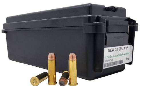 Miwall New Ammunition - 38 Special - 125 Grain Jacketed Hollow Point - 250 Rounds W/ Free Ammo Can- Brass Case