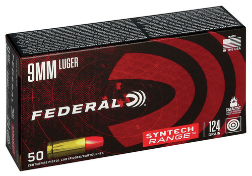 Federal AE Ammunition - 9 MM Luger - 124 Grain Total Synthetic Jacket - 50 Rounds - Brass Case