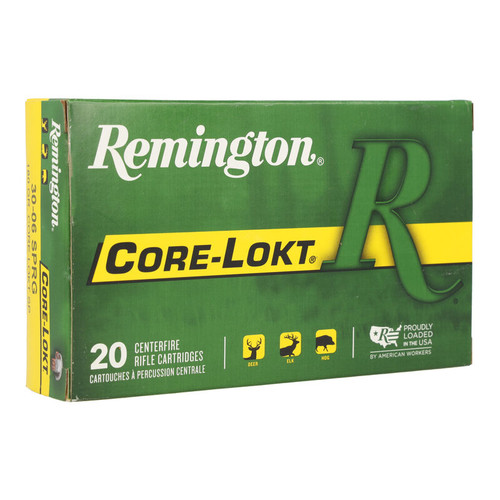Remington Core-Lokt Ammunition - 30-06 Springfield - 180 Grain Soft Point - 20 Rounds - Brass Case