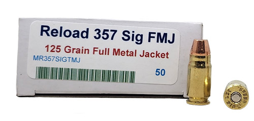 Miwall Reload Ammunition - 357 Sig - 125 Grain Full Metal Jacket - 50 Rounds