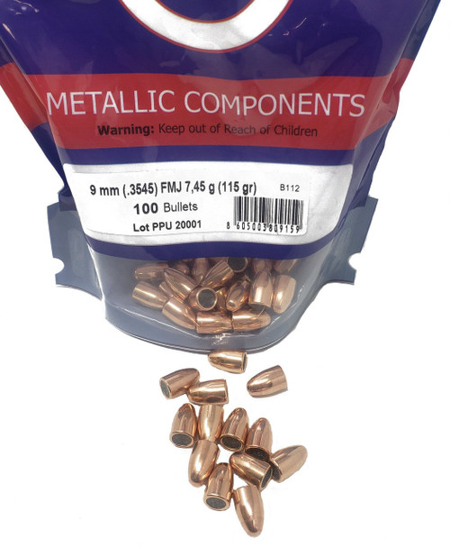 Prvi Partizan Bullets - .3545" (9MM) - 115 Grain Full Metal Jacket - 500 Projectiles