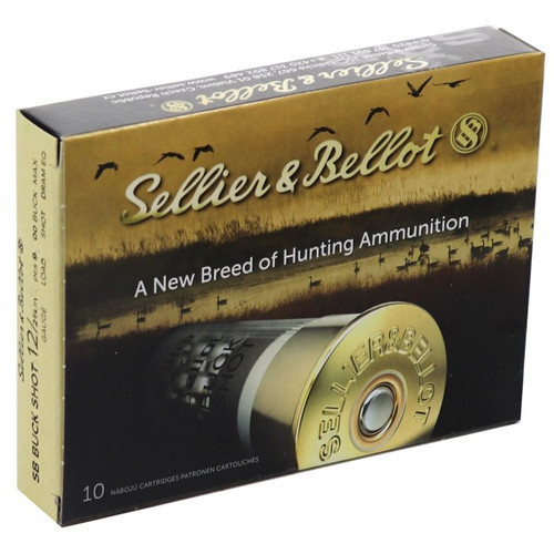 Sellier & Bellot Ammunition - 12 Gauge - 2 3/4" - 00 Buck - 9 Pellets - Max Dram EQ. - 10 Rounds
