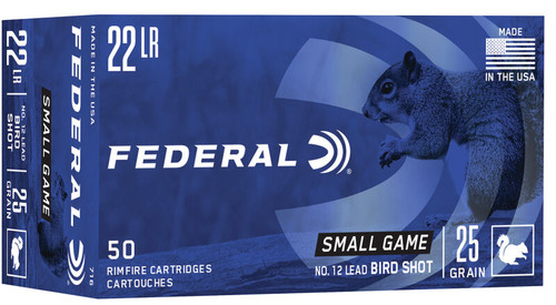 Federal Small Game Ammunition - 22 Long Rifle - #12 Lead Bird Shot - 50 Rounds - Brass Case