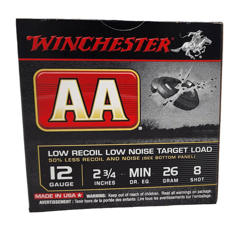 Winchester AA Ammunition - 12 Gauge - 2 3/4" - 26 Gram - Min DR. EQ. - 8 Lead Shot - 250 Rounds