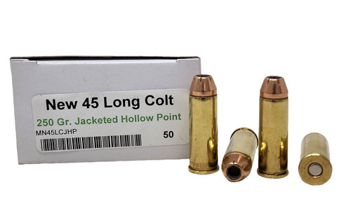 Miwall New Ammunition - 45 Long Colt - 250 Jacketed Hollow Point - 50 Rounds - Brass Case