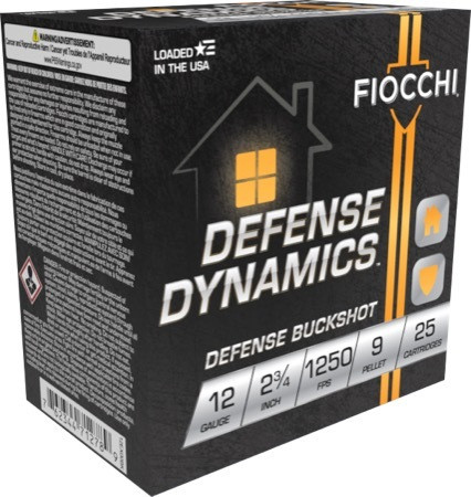 Fiocchi Defense Dynamics Ammunition - 12 Gauge -2 3/4" - 00 Buck - 9 Pellet - 25 Rounds