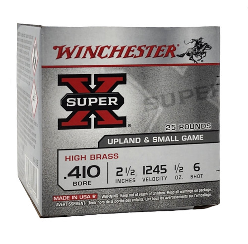 Winchester Super-X Ammunition - 410 Gauge - 2 1/2" - 1/2 Oz. - 6 Lead Shot - 25 Rounds