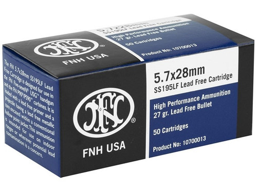 FN Ammunition - 5.7x28mm - 27 Grain Lead Free Hollow Point - 50 Rounds - Brass Case