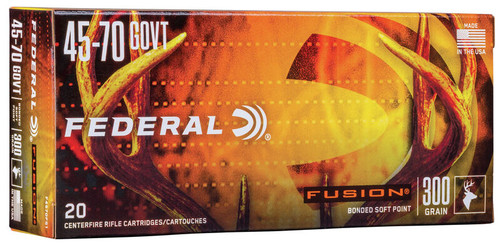 Federal Fusion Ammunition - 45-70 Government - 300 Grain Bonded Soft Point - 20 Rounds - Brass Case