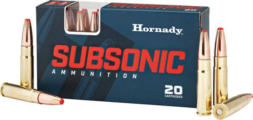 Hornady Subsonic Ammunition - 300 AAC Blackout - 190 Grain SUB-X - 20 Rounds - Brass Case
