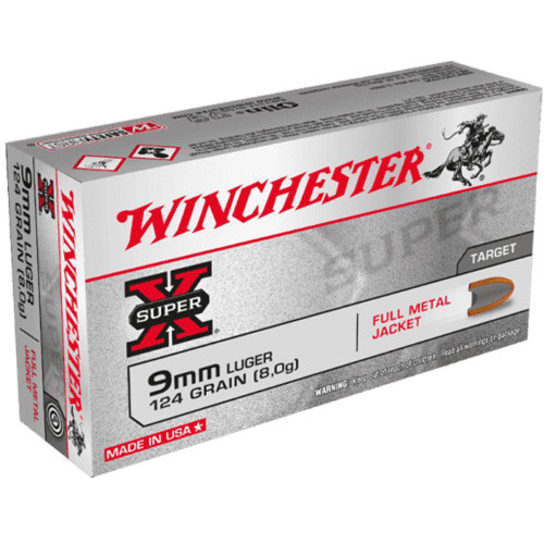 Winchester Super-X Ammunition - 9 MM Luger - 124 Grain Full Metal Jacket - 500 Rounds