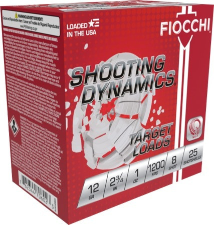 Fiocchi Shooting Dynamics - 12 Gauge - 2 3/4" - 1 Oz. - 8 Lead Shot - 250 Rounds