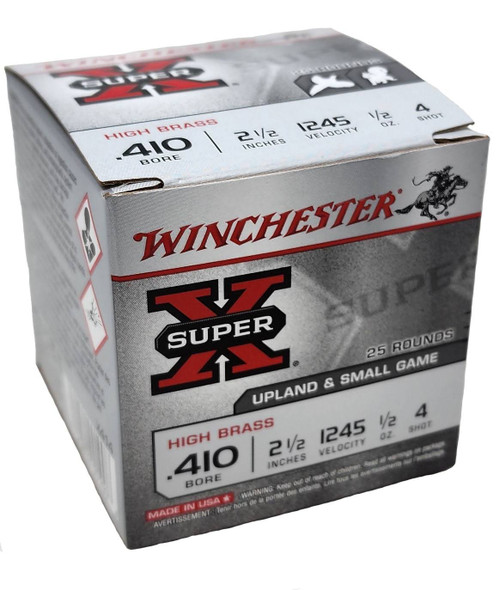 Winchester Super-X Ammunition - 410 Bore - 2 1/2" - 1/2 Ounce - 4 Lead Shot - 25 Rounds