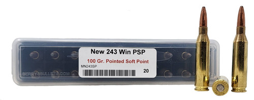 Miwall New Ammunition - 243 Winchester - 100 Grain Soft Point - 20 Rounds - Brass Case