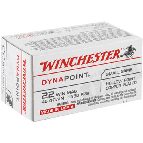 Winchester DynaPoint Ammunition - 22 Winchester Magnum - 45 Grain Copper Plated Hollow Point - 50 Rounds