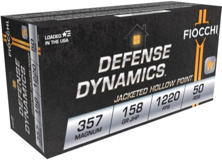 Fiocchi Defense Dynamics Ammunition - 357 Magnum - 158 Grain Jacketed Hollow Point - 50 Rounds