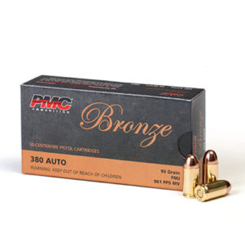 PMC Bronze Ammunition - 380 Auto - 90 Grain Full Metal Jacket - 50 Rounds