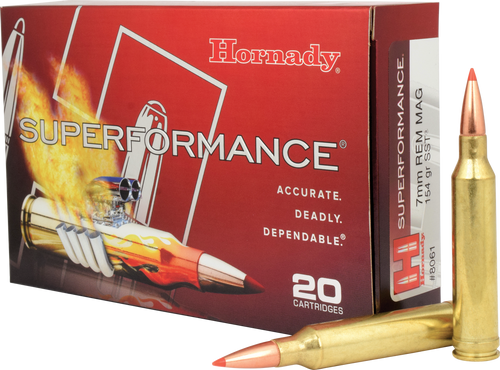 Hornady Superformance SST Ammunition - 7 MM Remington Magnum - 154 Grain SST - 20 Rounds  - Brass Case