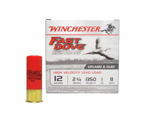 Winchester Fast Dove High Brass - 12 Gauge - 2 3/4" - 8 Lead Shot - 25 Rounds