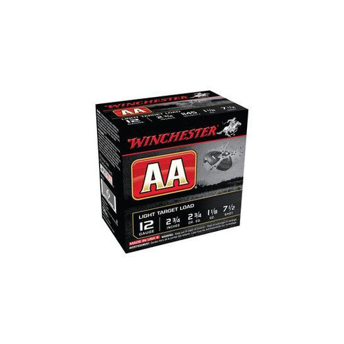 Winchester AA Ammunition - 12 Gauge - 2 3/4" - 1 1/8 Oz. - 2 3/4 DR. EQ. - 7 1/2 Lead Shot - 25 Rounds