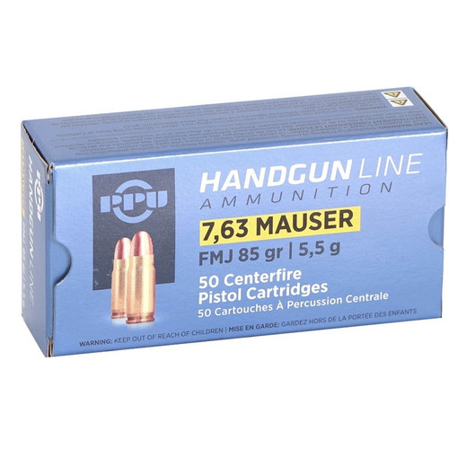 Prvi Partizan Ammunition - 7.63x25mm Mauser - 85 Grain Full Metal Jacket - 50 Rounds