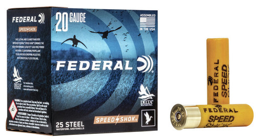 Federal Speed Shok Ammunition - 20 Gauge - 3" - 7/8 Oz. - 2 Steel Shot - 25 Rounds
