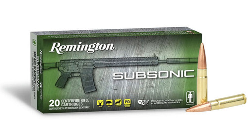 Remington Subsonic Ammunition - 300 AAC Blackout - 220 Grain Open Tip Flat Base - 20 Rounds