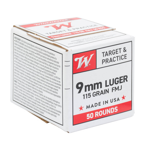 Winchester Ammunition - 9 MM Luger - 115 Grain Full Metal Jacket - 50 Rounds