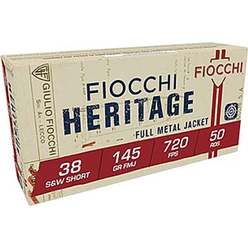 Fiocchi Heritage Ammunition - 38 S&W Short - 145 Grain Full Metal Jacket - 50 Rounds