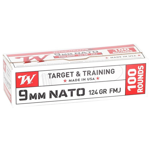 Winchester Nato Ammunition - 9 MM Luger - 124 Grain Full Metal Jacket - 100 Rounds